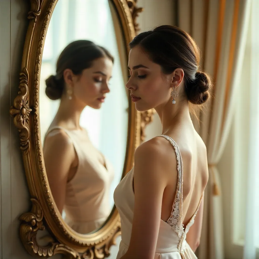 Elegant Portrait with Mirror Reflection