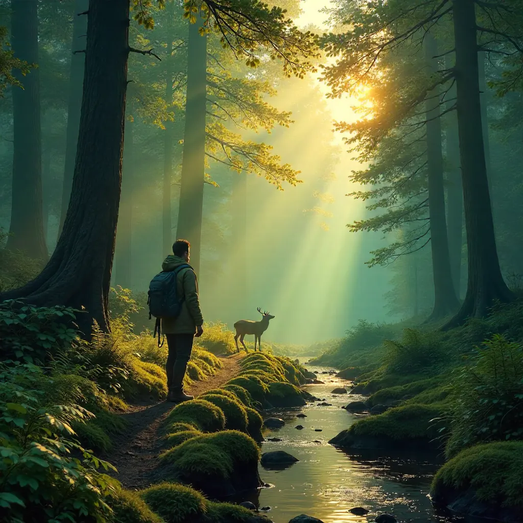 Forest Glance at Dawn: Emerald Edge