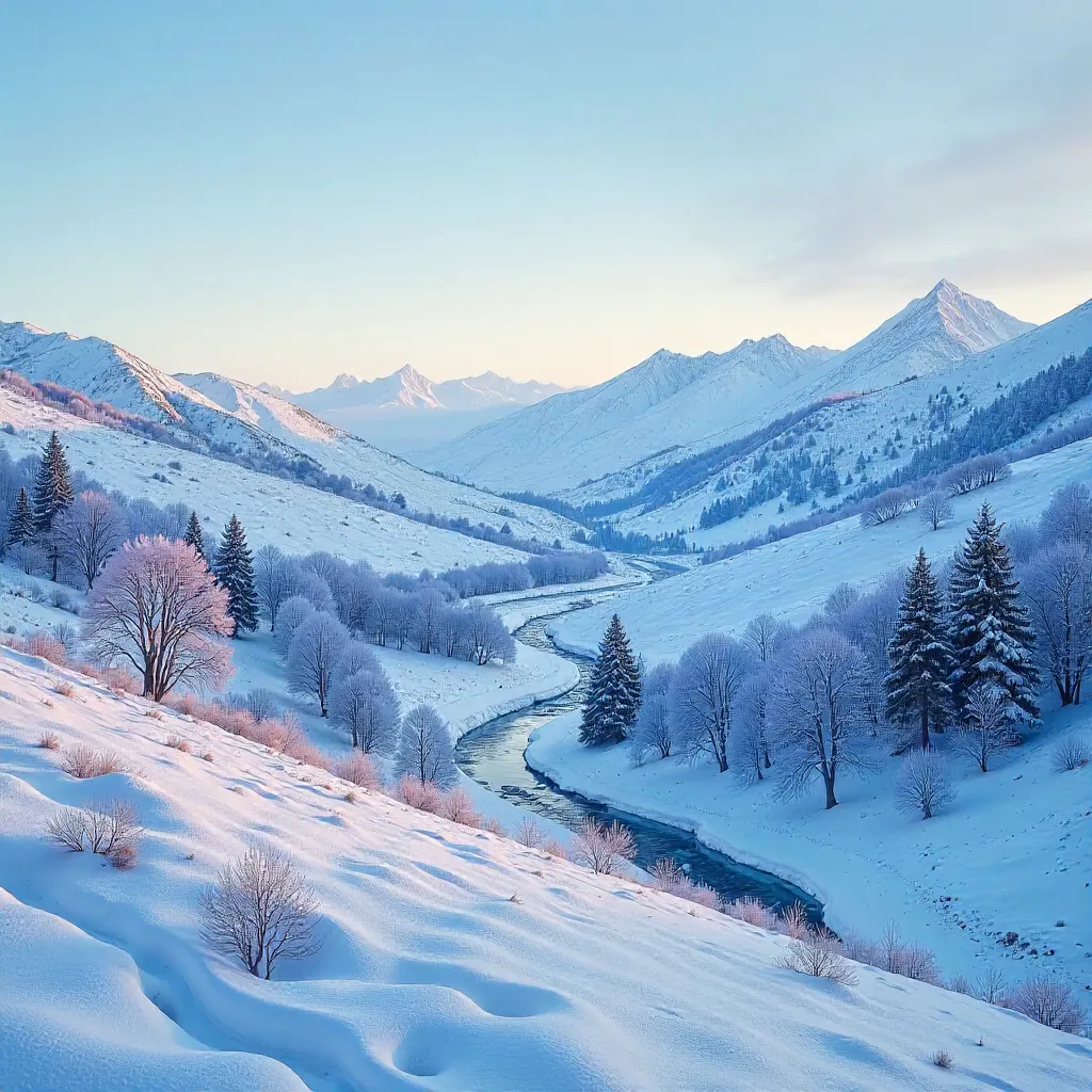 Serene Snow-Covered Hills of Kars, Türkiye