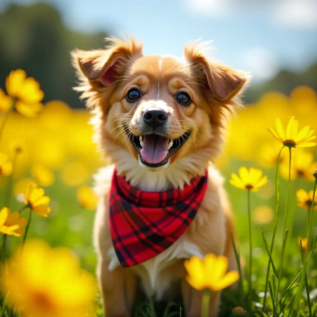 Cute Dog in a Yellow Flower Field, Winter Park