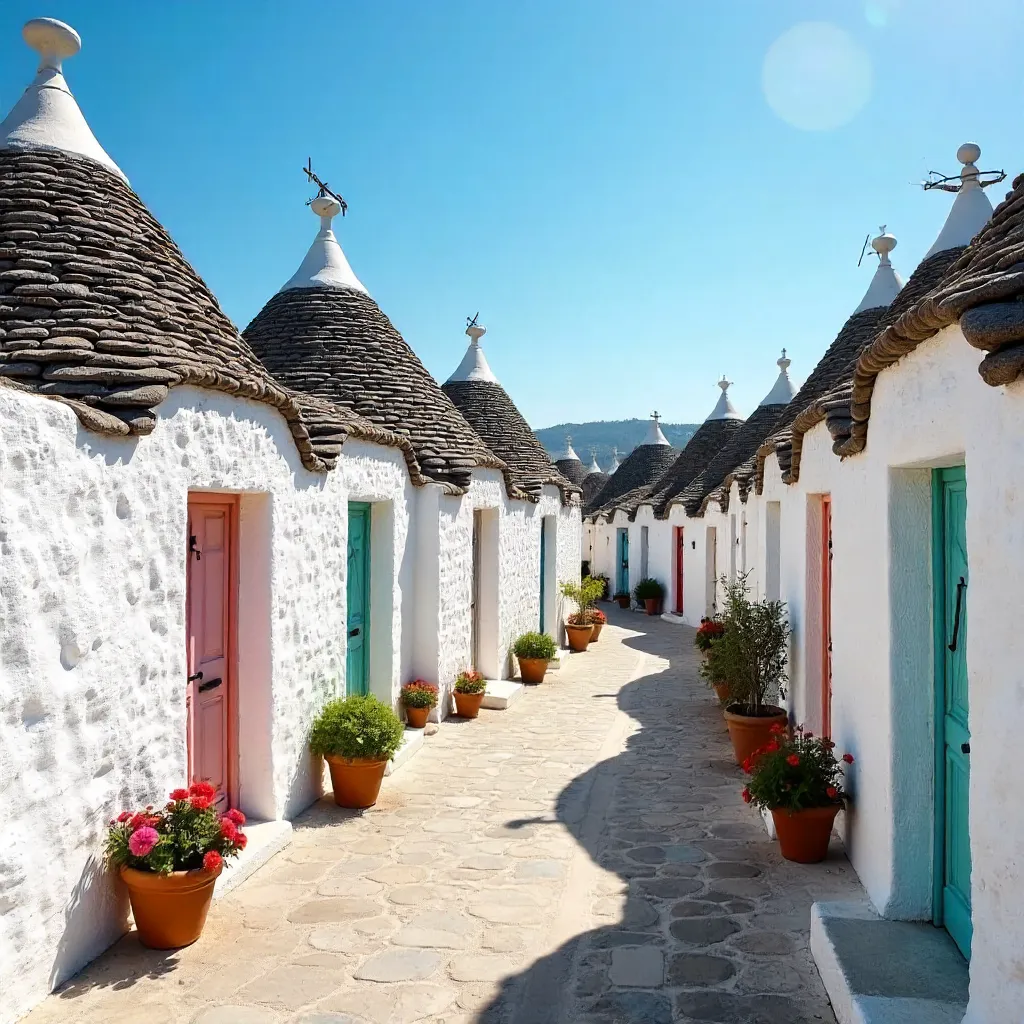 Trulli Village of Alberobello under Clear Blue Sky