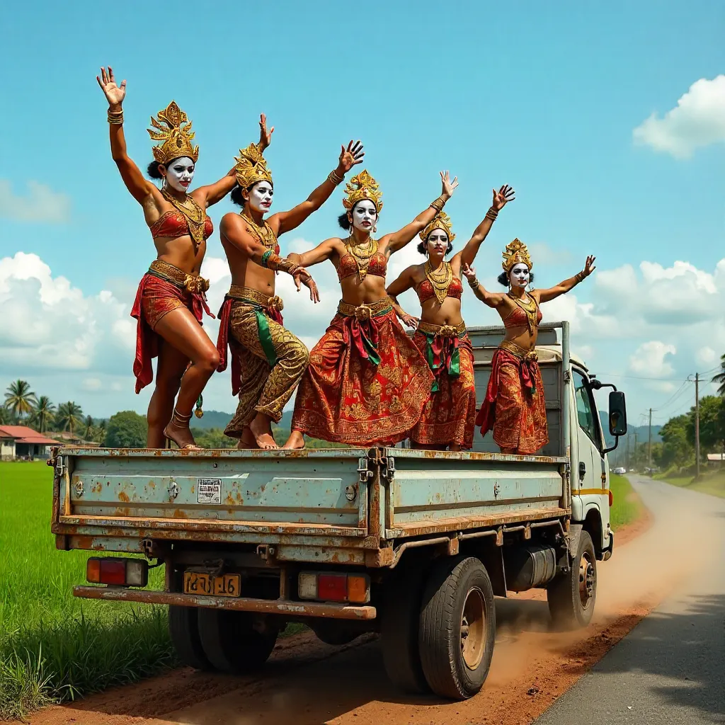 Jaranan Dancers on a Truck in East Java