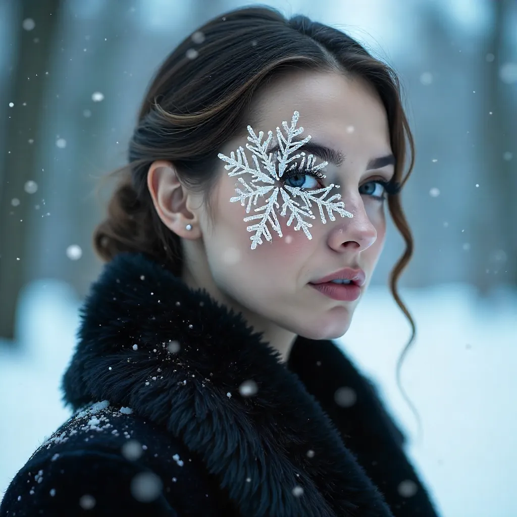 Snowflake Mask: An Icy Portrait of Winter