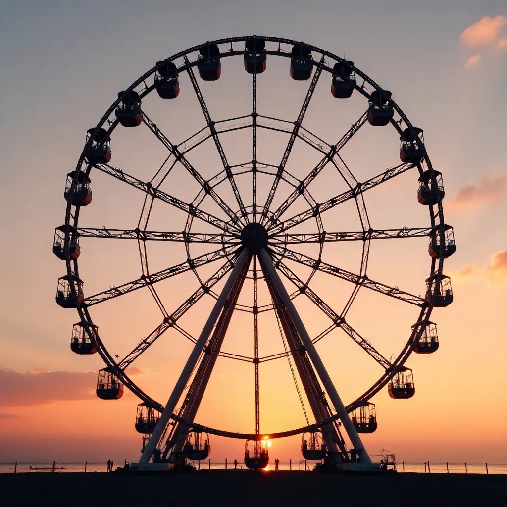 Tranquil Sunset Ferris Wheel Silhouette
