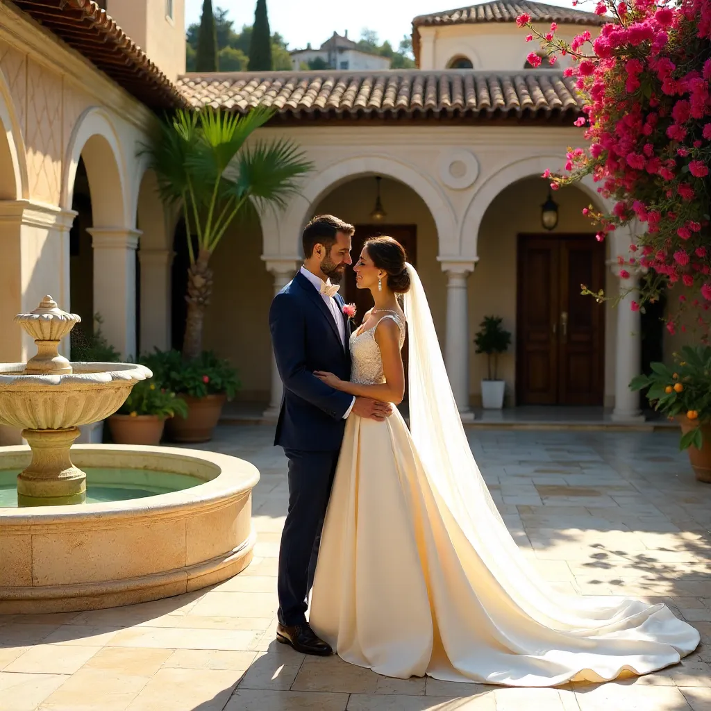 Antalya Courtyard Romance: Bride & Groom
