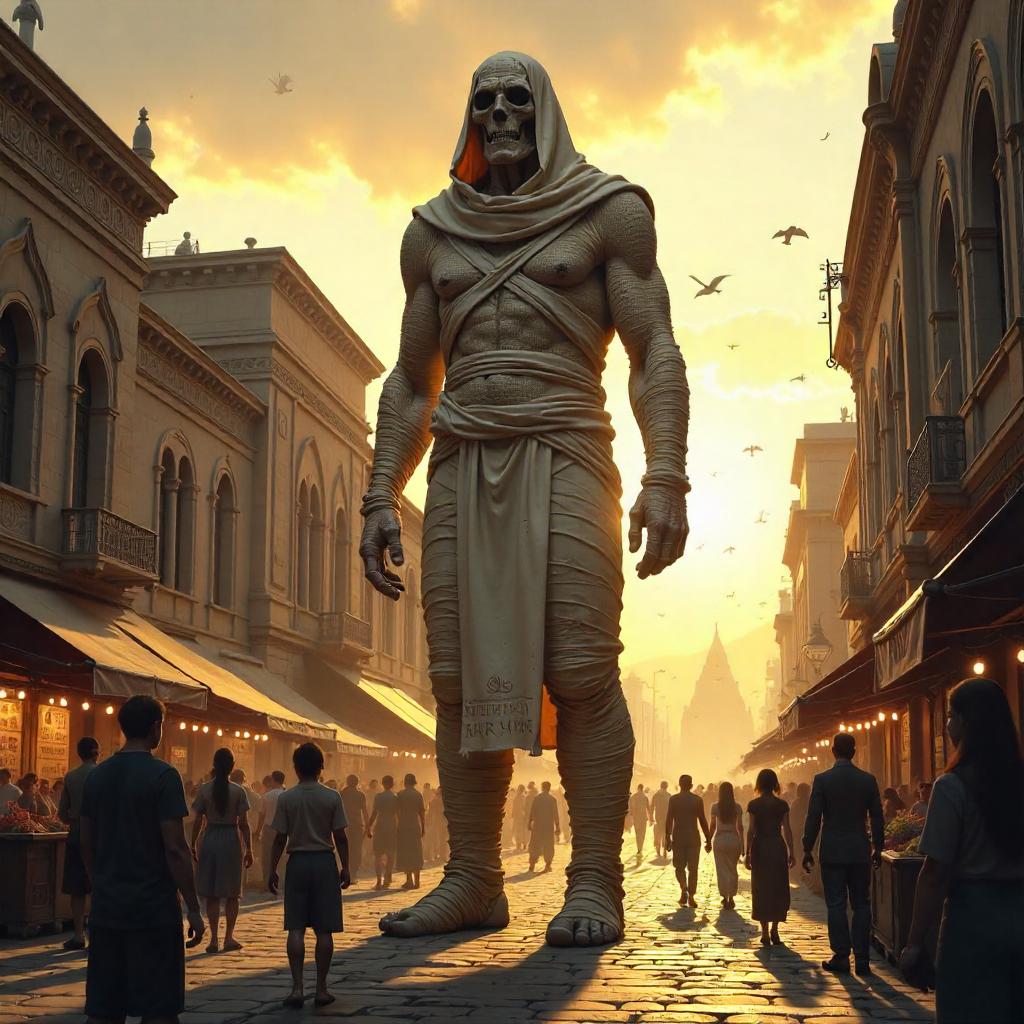 Mummy Concept Art in a Town Square