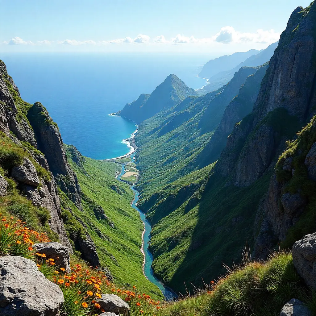 Rugged Madeira Mountains Under a Clear Blue Sky