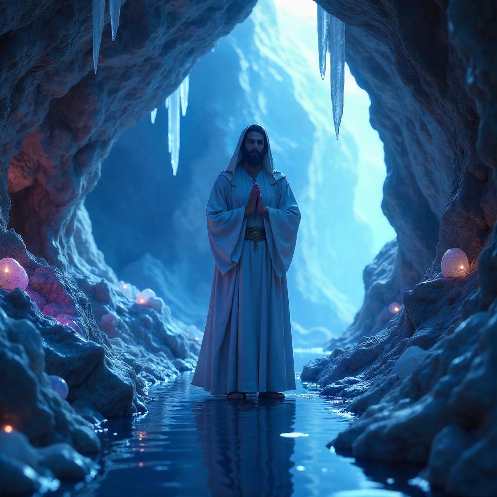 Prophet in a Crystal Cave - 3D Render
