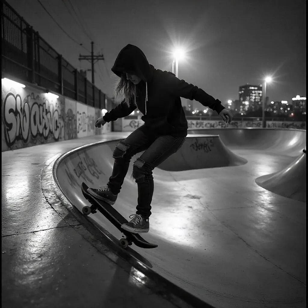 Monochrome NYC Halfpipe Skateboarder