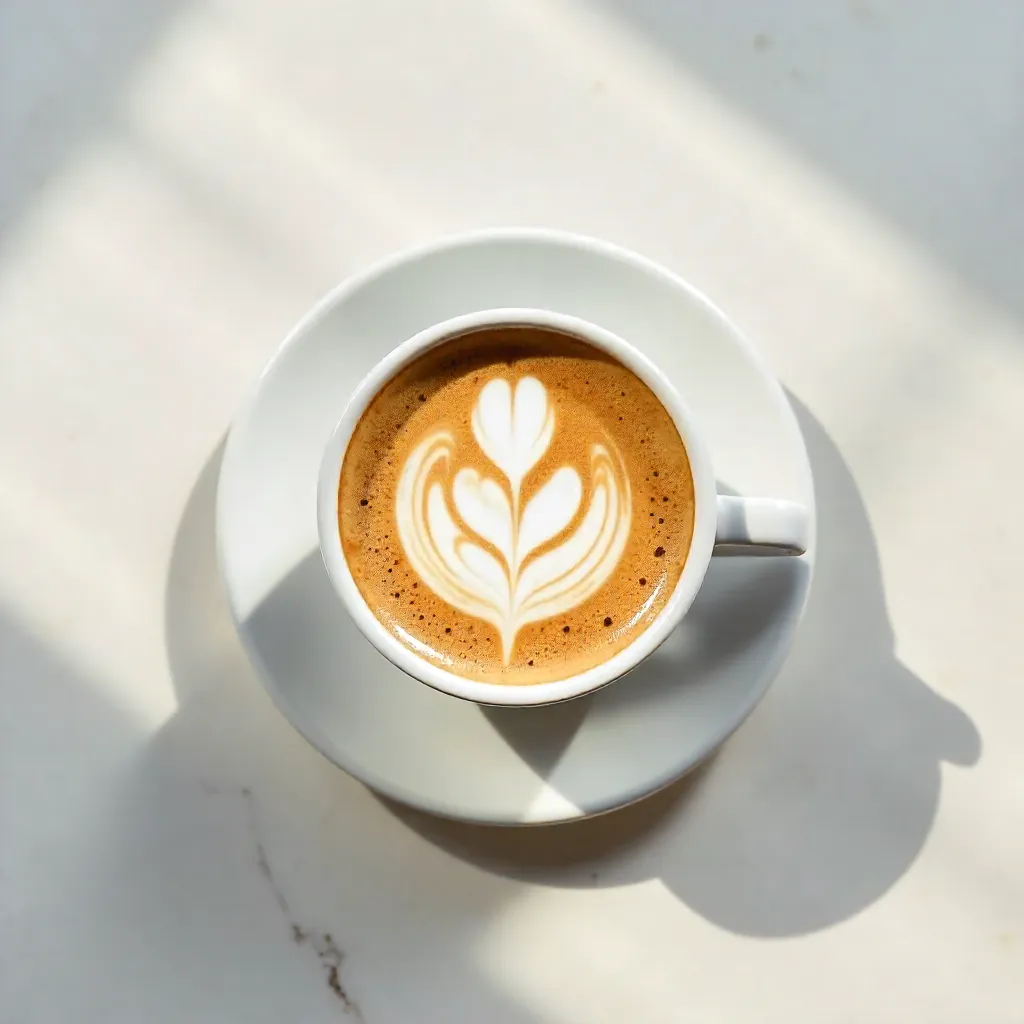 Minimalist Flat Lay: Delicate Latte Art on Cappuccino