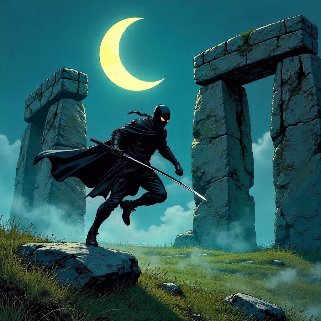 Ninja Knight at Stonehenge: Comic Book Showdown
