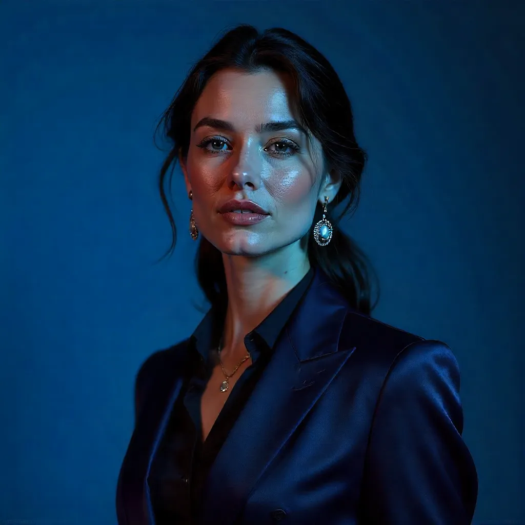 Blue-lit Portrait of Modern Elegance