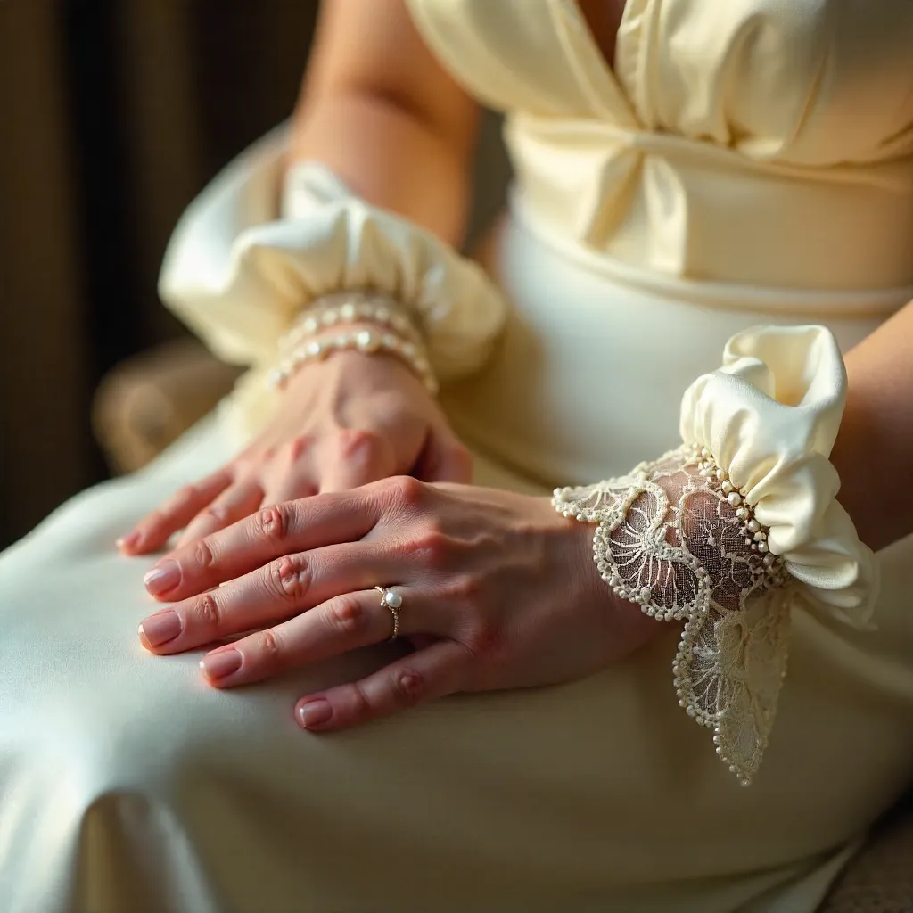 Close-Up: Hands of Elegance in Vintage Dress
