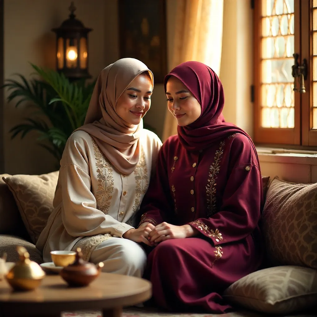 Quiet Moment Between Hijab-Clad Friends