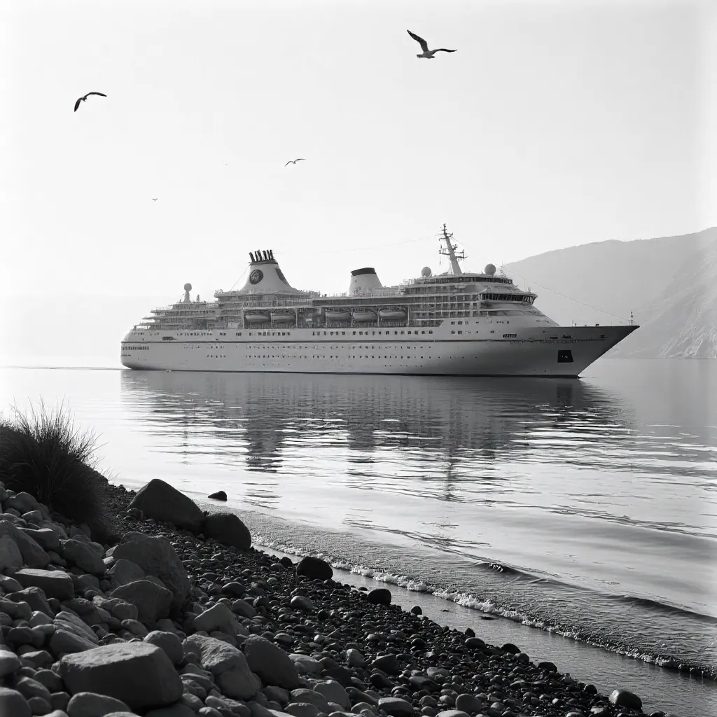 Serene Black-and-White Cruise at Kusadasi