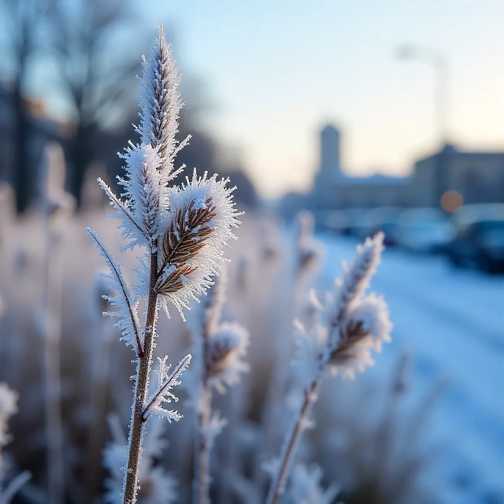 Macro Hoarfrost on Dried Berlin Winter Plants