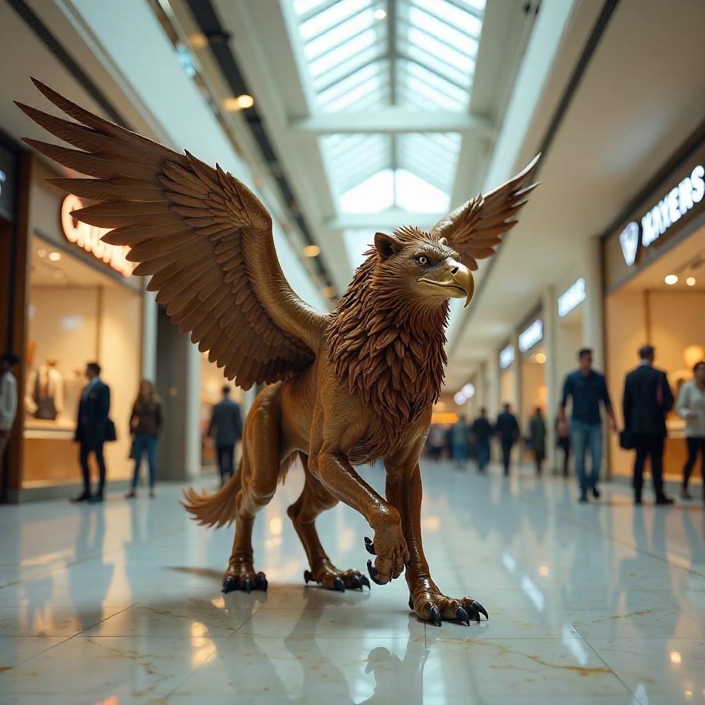 Griffin in a Neon Shopping Mall - 3D Render