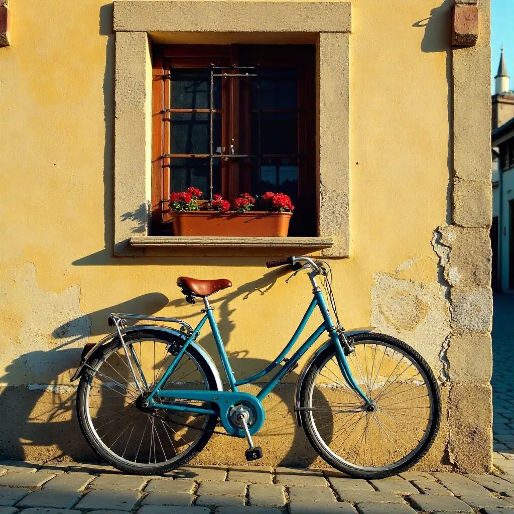 Blue Bicycle by a Textured Turkish Wall