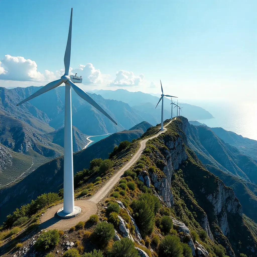 Aerial Wind Turbines Over İzmir Mountains