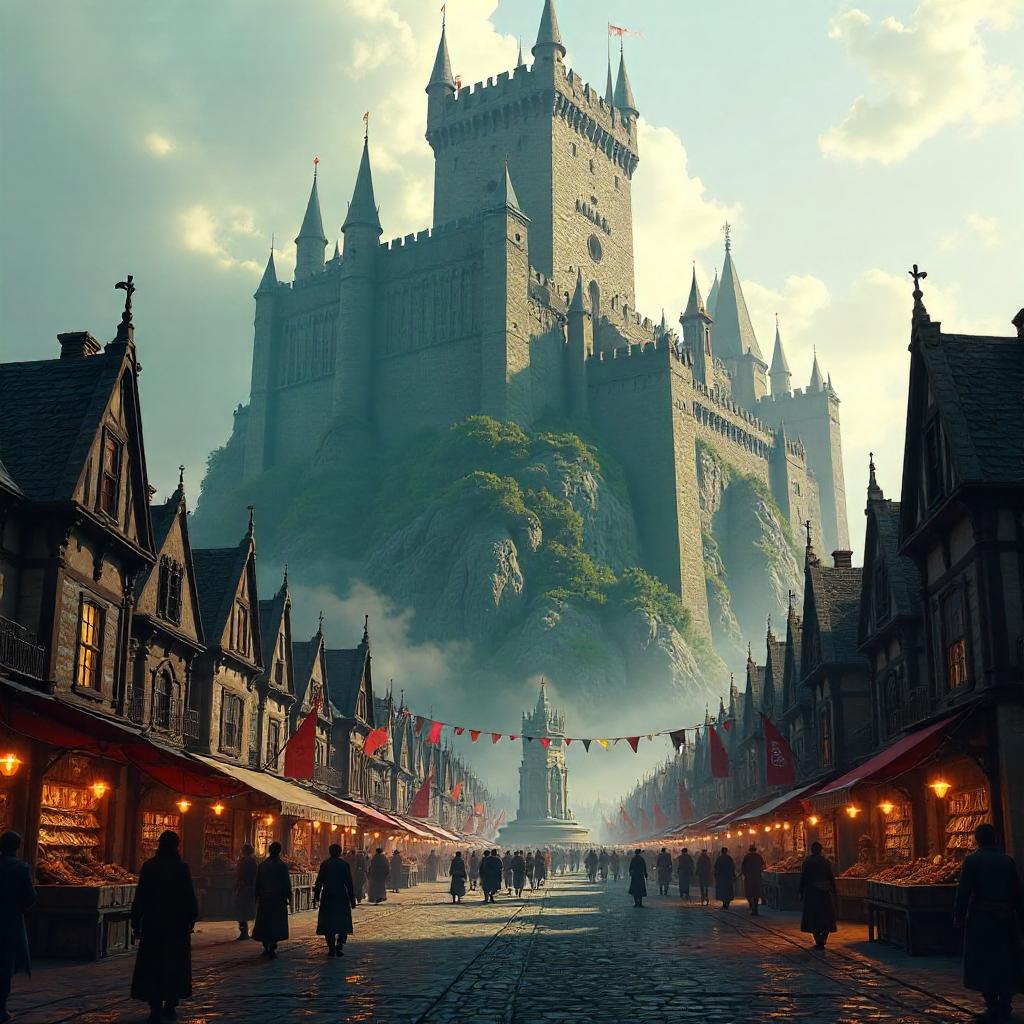 Castle in the Town Square Concept Art