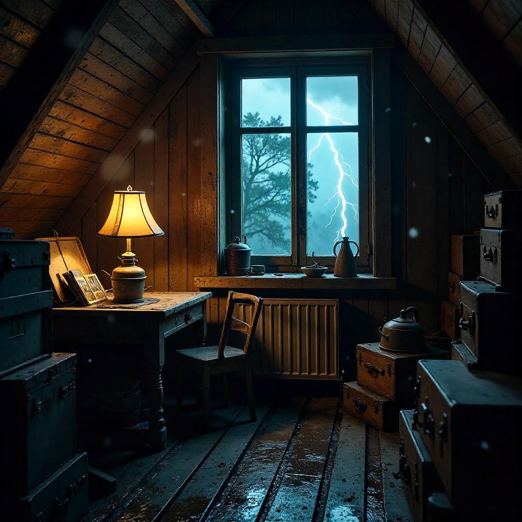 Storm in an Old Attic: Photorealistic Thunderstorm