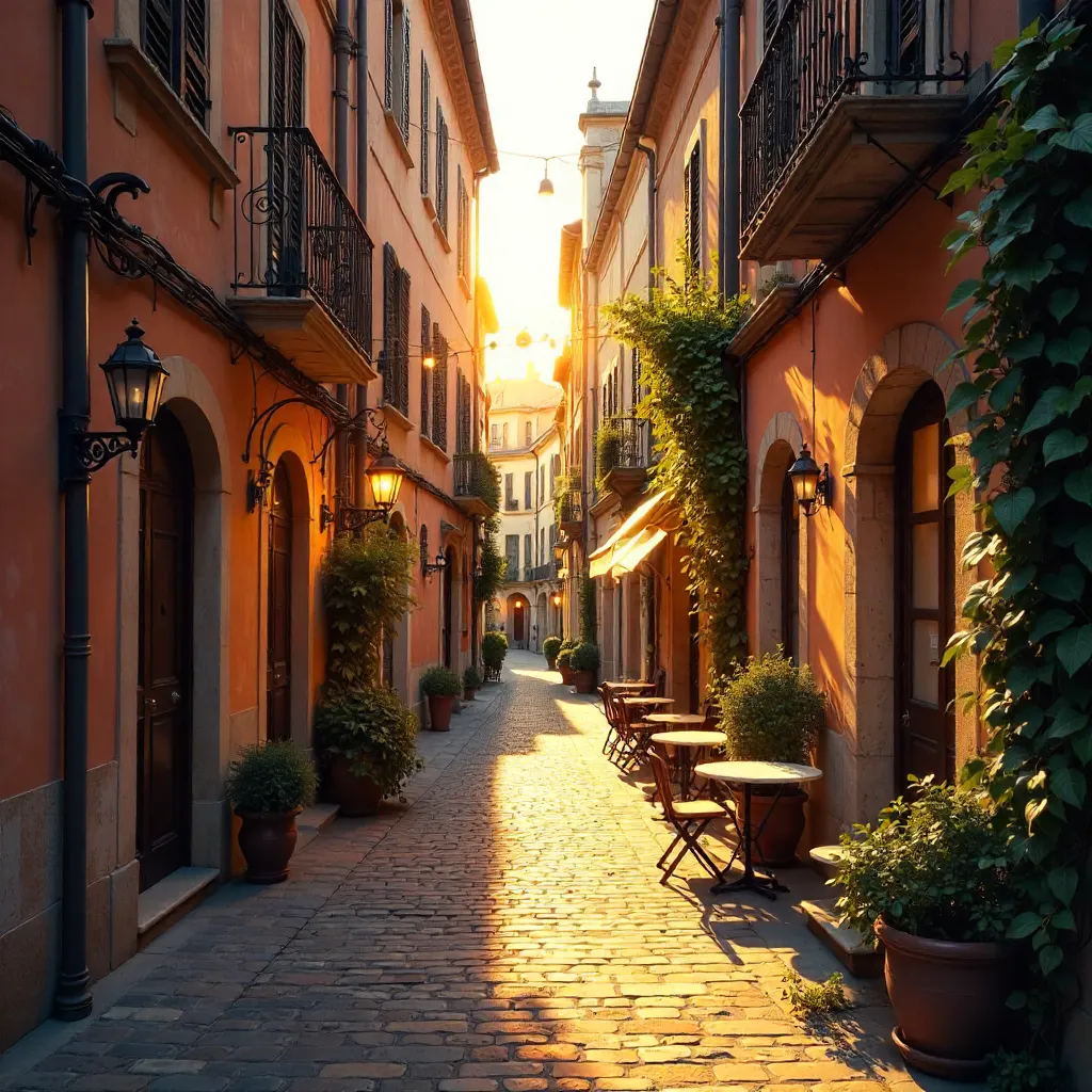 Golden Hour in a Historic City Alley