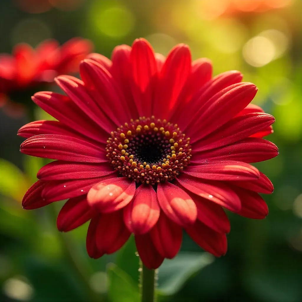 Vivid Red Gerbera Daisies in Natural Light