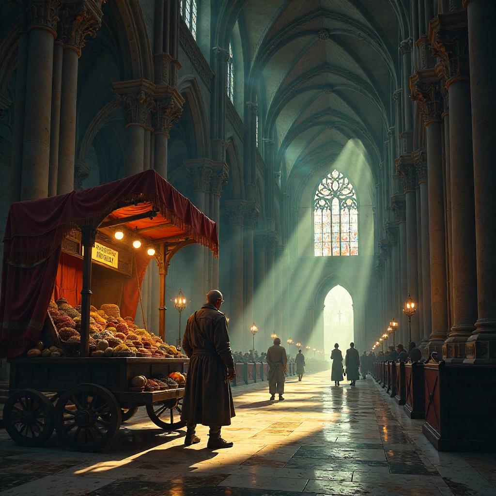 Merchant in a Gothic Cathedral — Concept Art