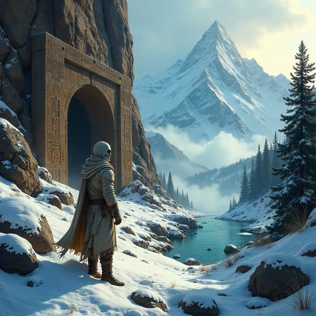 Mummy Awakening in an Alpine Mountain Valley