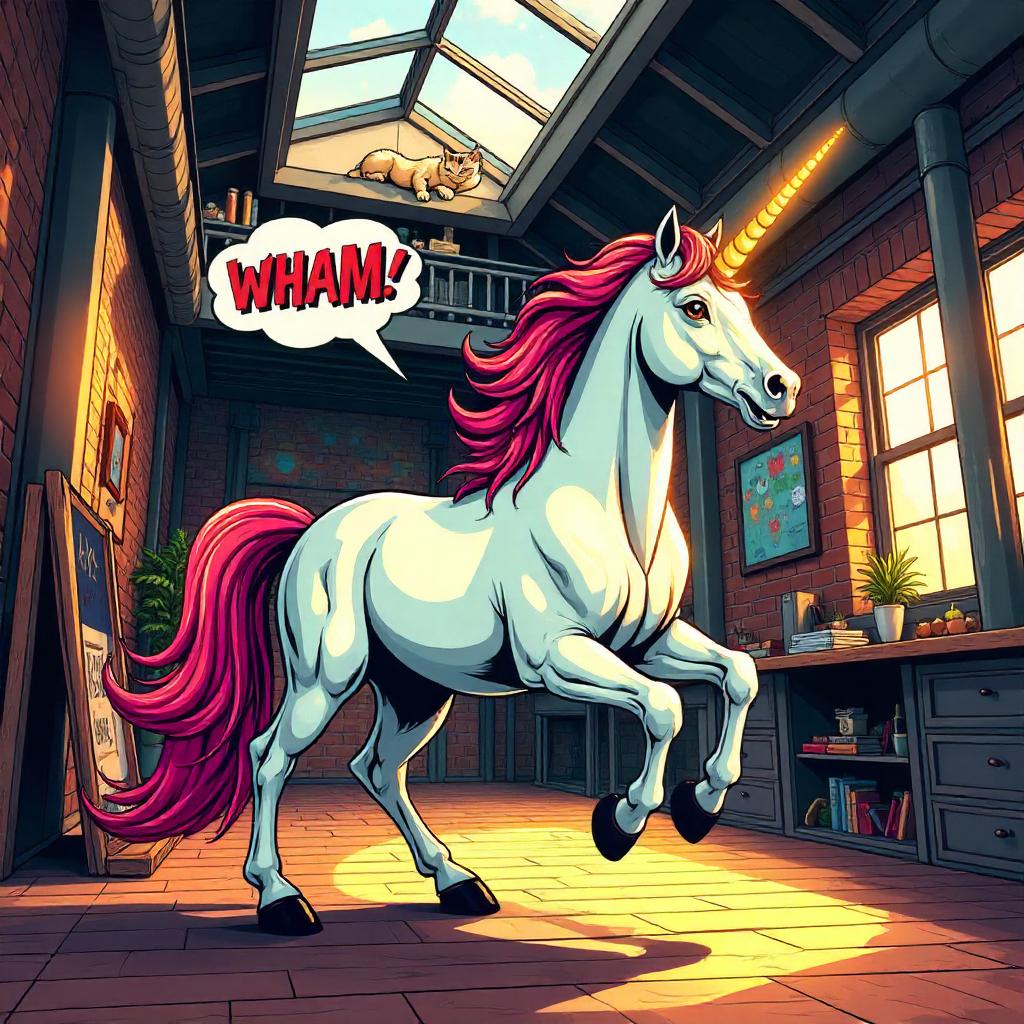 Comic Unicorn in a Loft: Halftone Hero