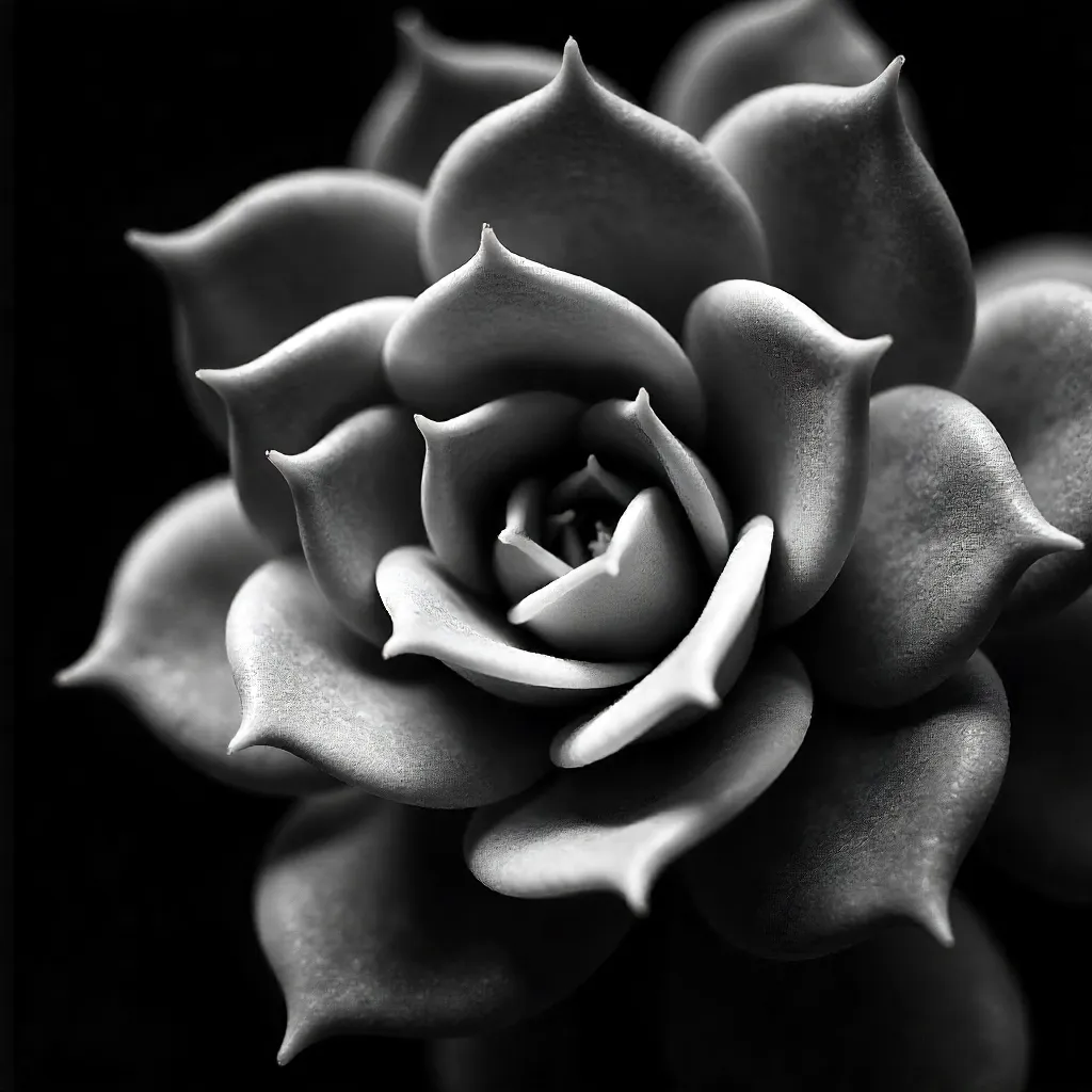 Monochrome Macro: Intricate Succulent Rosette