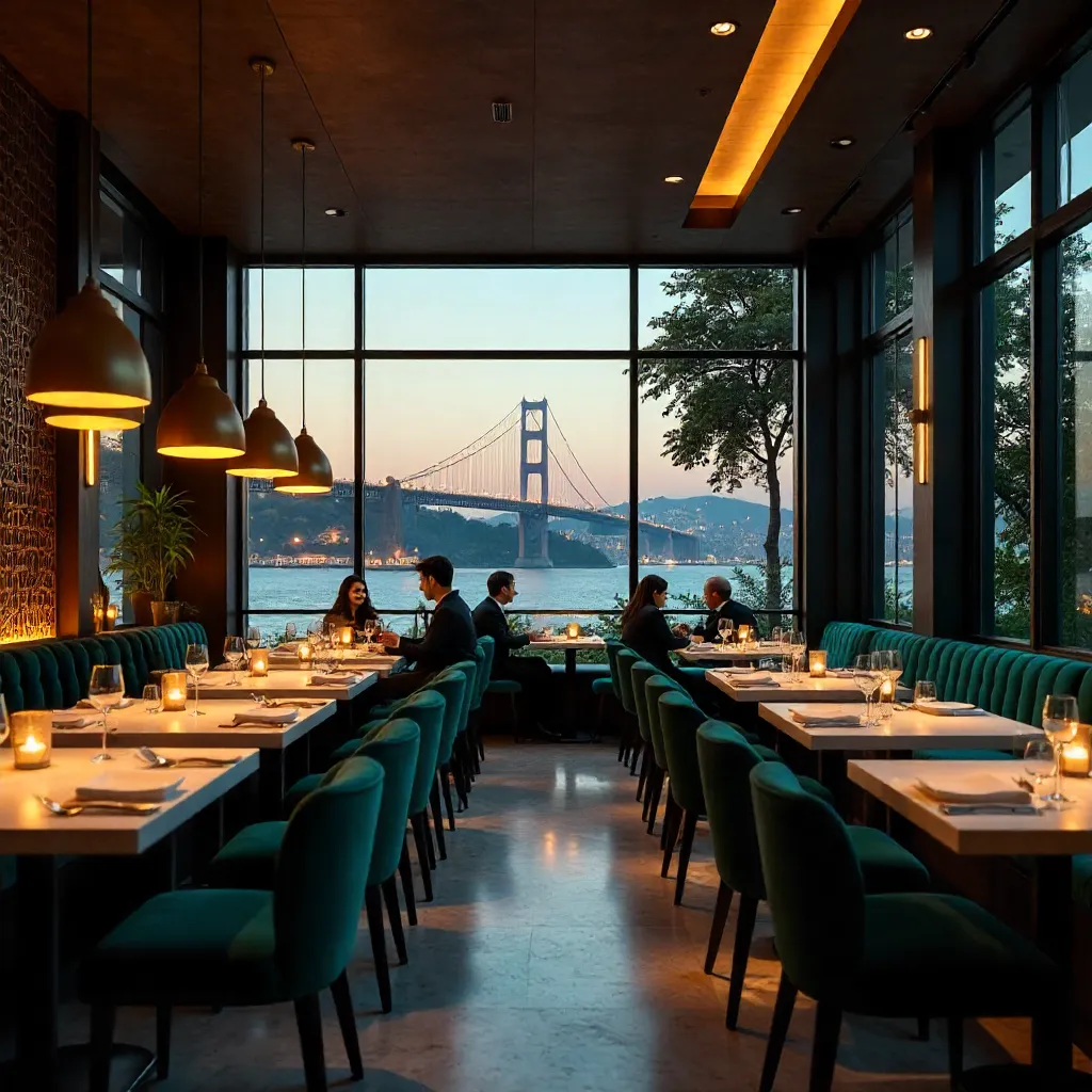 Istanbul Chic: Modern Restaurant Interior with Chic Lighting