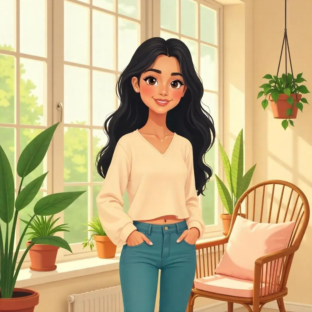 Young Middle Eastern Woman in a Sunny Sunroom