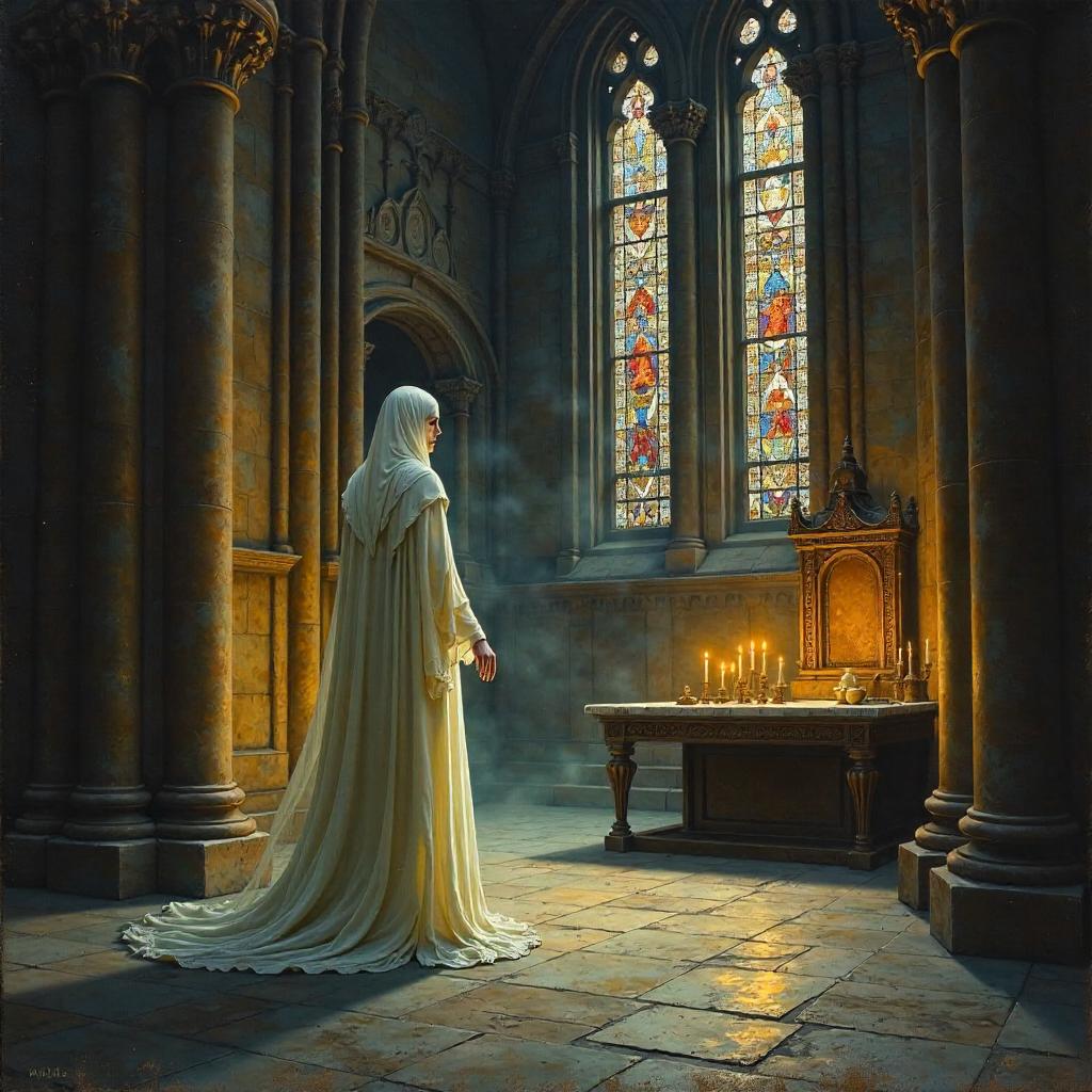 Wraith in a Gothic Cathedral — Oil Painting
