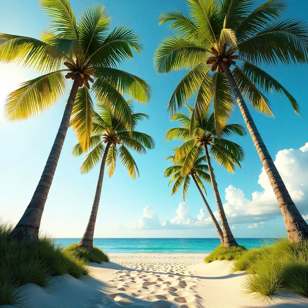 Summer Serenity Under Tall Palm Trees