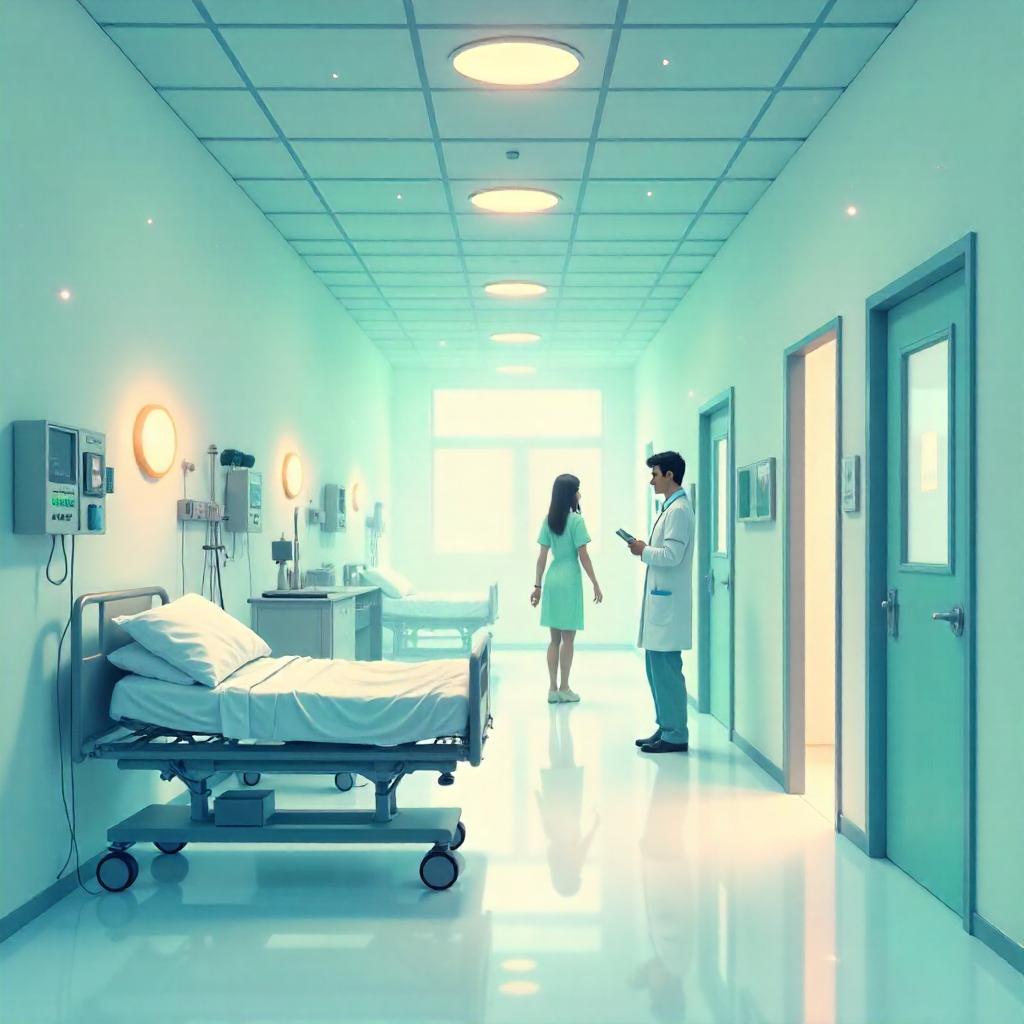 Mist in a Cartoon Hospital Corridor