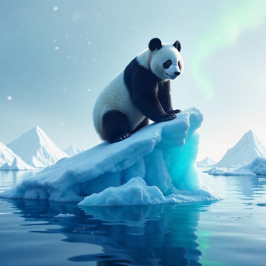 Panda Concept Art on a Floating Iceberg