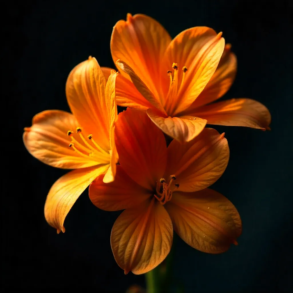 Vivid Orange Flowers Against Velvet Night Backdrop