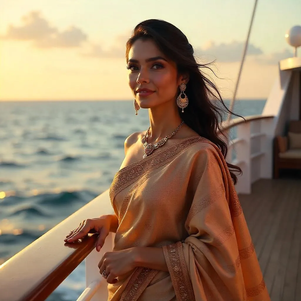 Golden Hour Indian Woman on a Cruise Ship