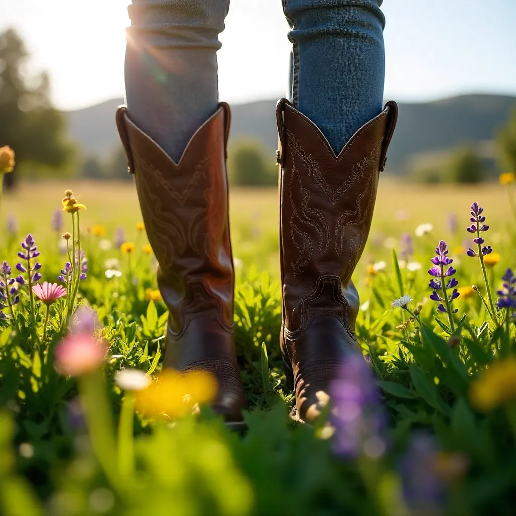 Cowgirl Boots in a Sunlit Ashland Meadow