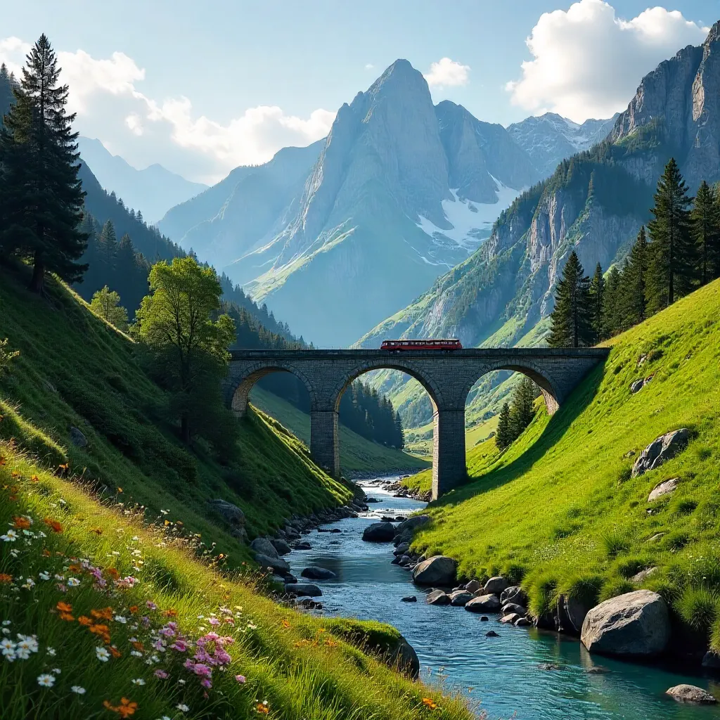 Serene Alpine Viaduct in Lush Austrian Valley