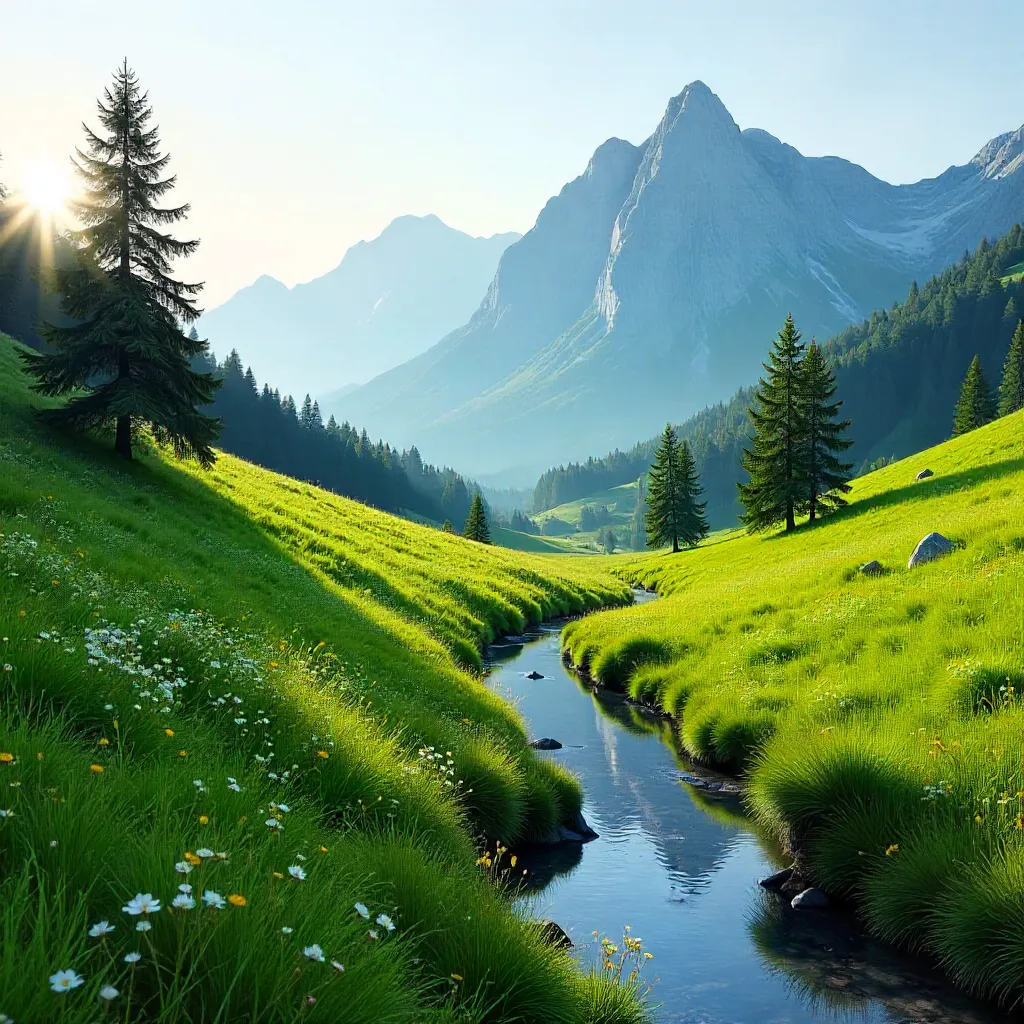 Peaceful Austrian Alpine Meadow