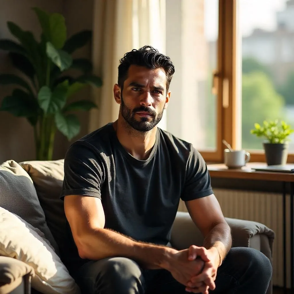 Handsome Middle Eastern Man at Home, Photoreal