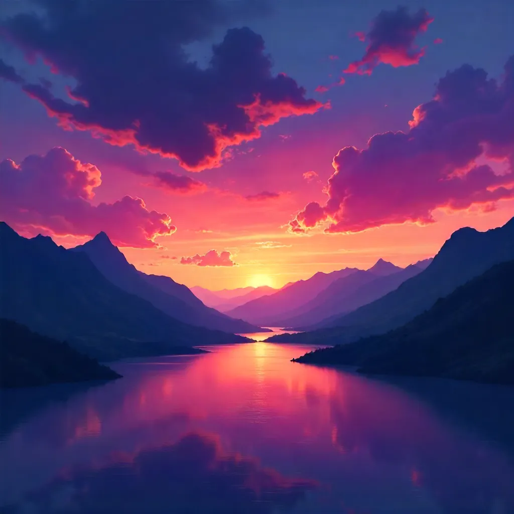 Silhouetted Mountain Range at Sunset