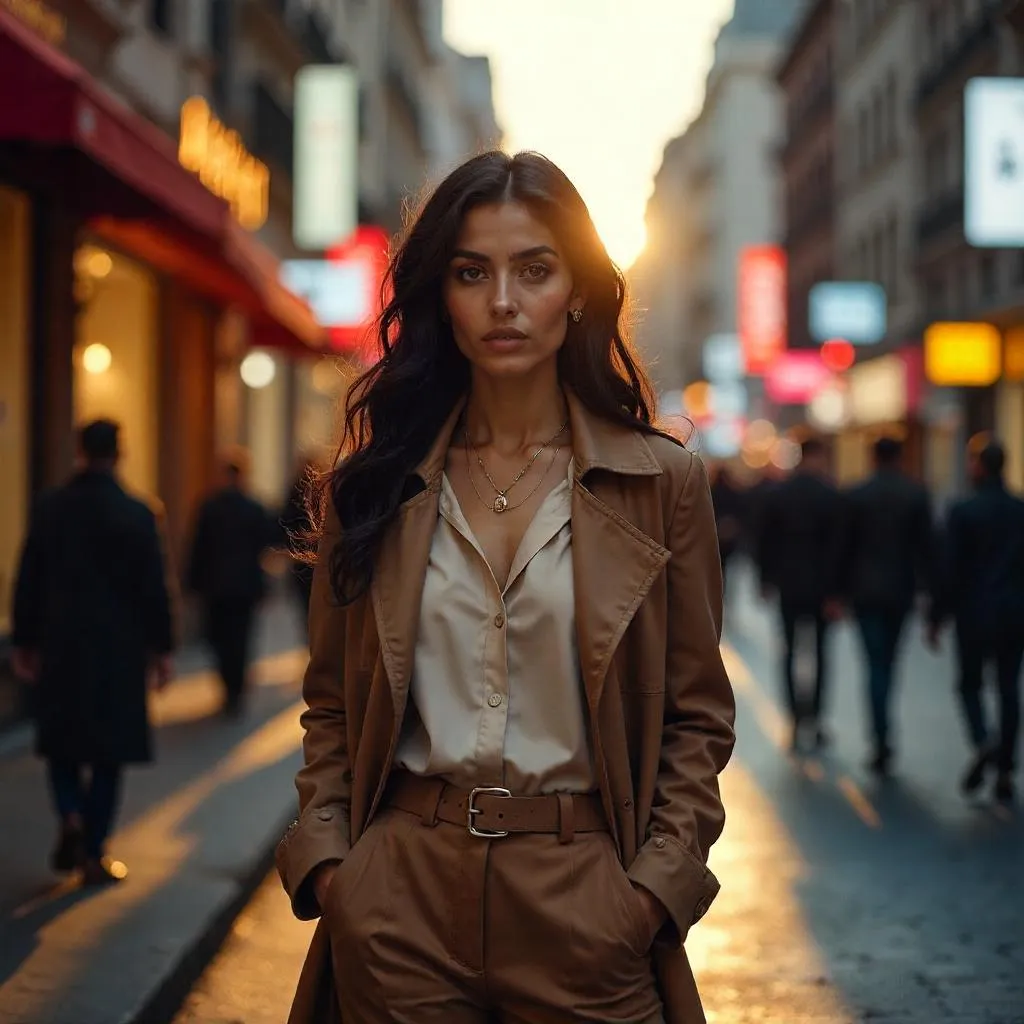 Photorealistic Middle Eastern Woman on a City Street