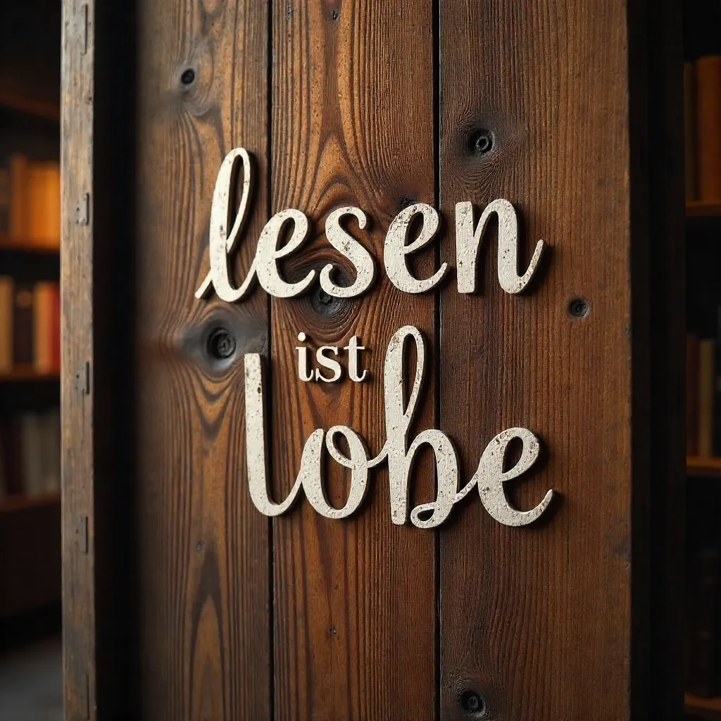Lesen ist Liebe on Rustic Wooden Wall