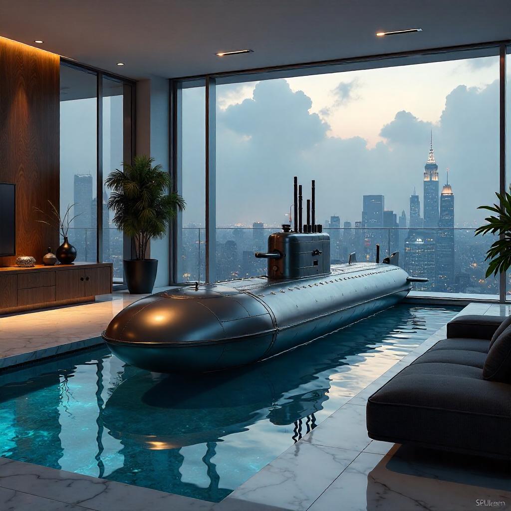 Photoreal Submarine in a Luxe Penthouse