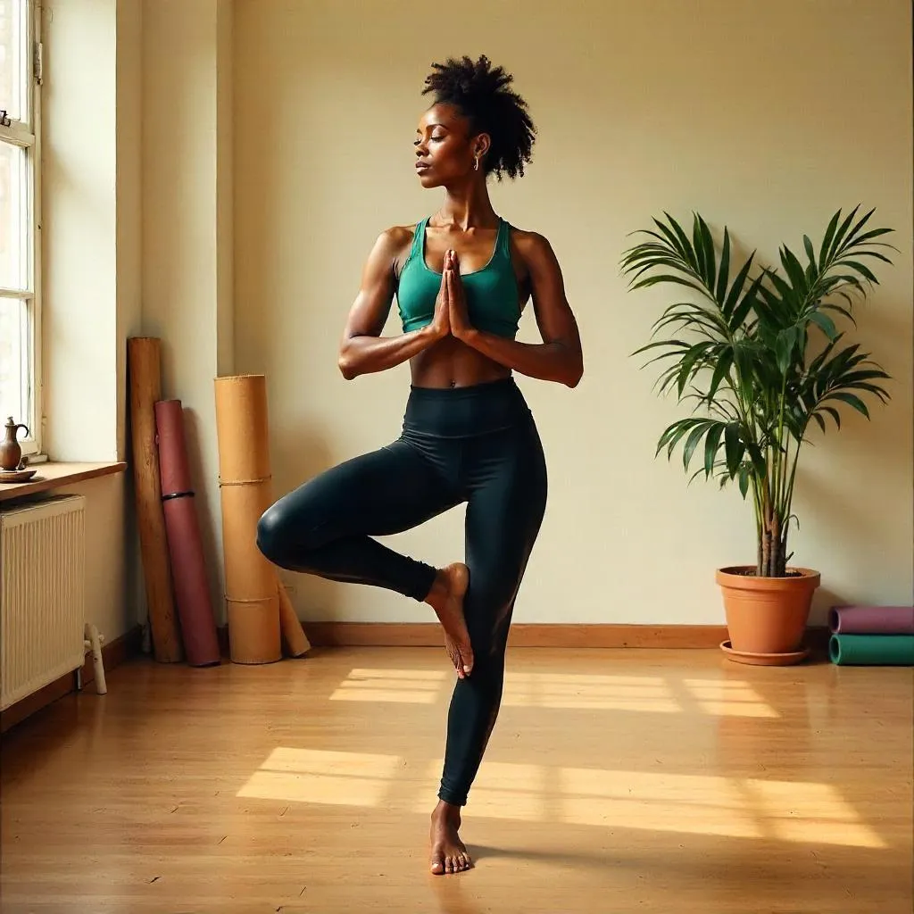 Graceful Tree Pose in an Oil Studio