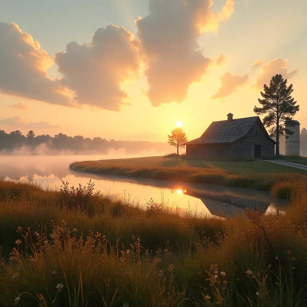 Misty Sunrise Over Weaver, Minnesota Landscape