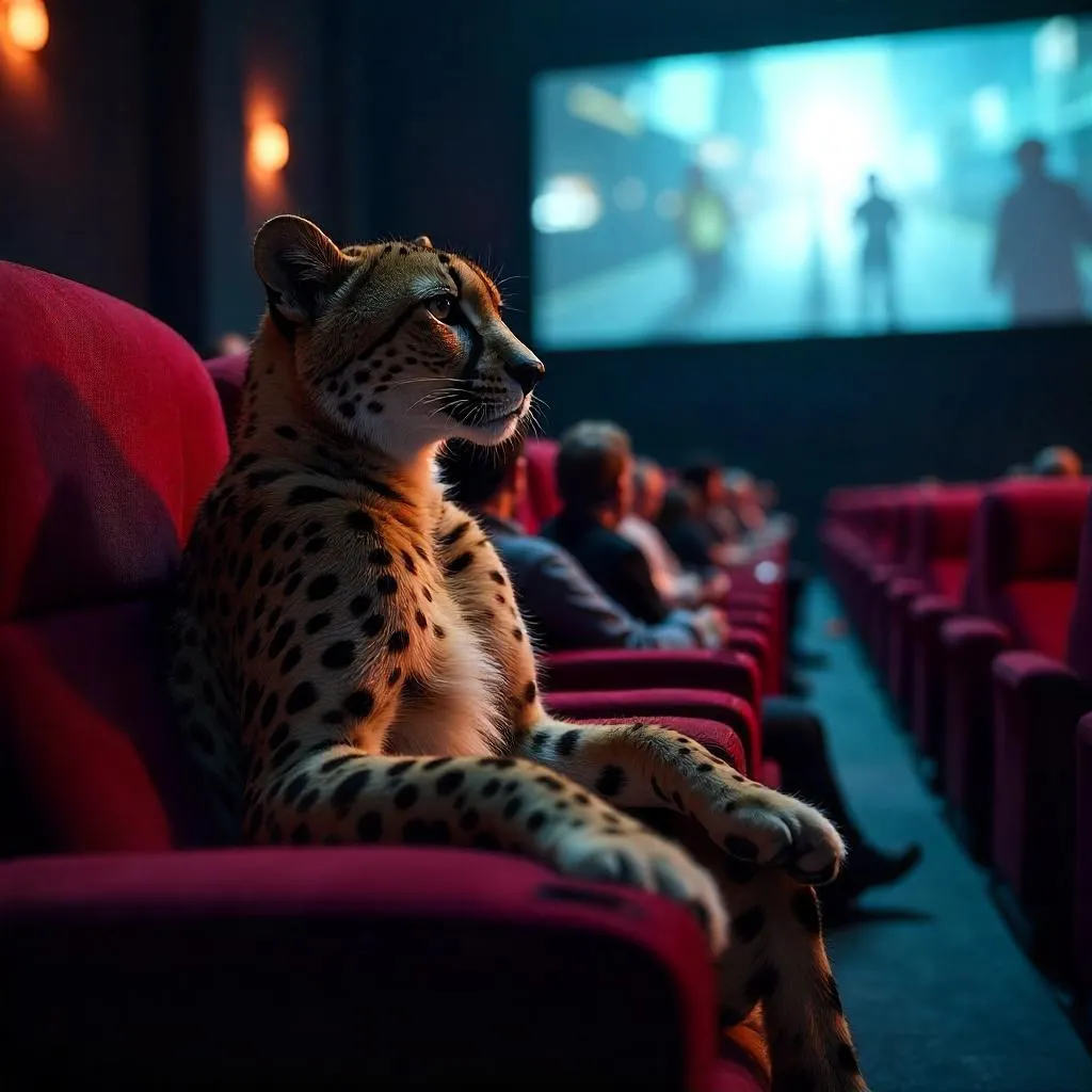 Cheetah in a Photorealistic Movie Theater